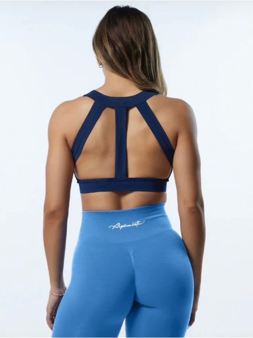 Alphalete | Navy High-Neck Trinity Cutout Sports Bra